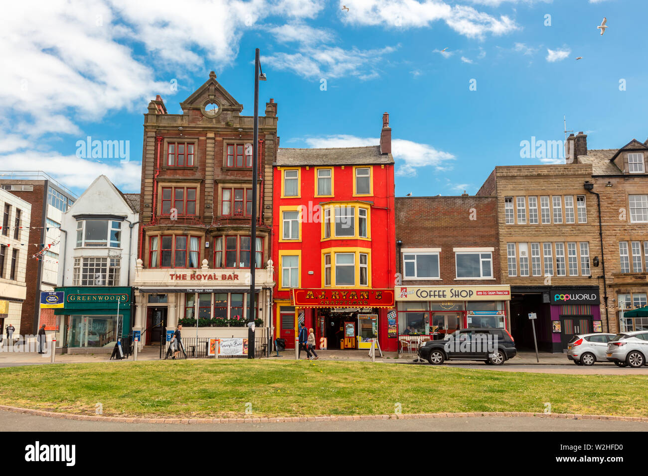 Old character buildings at the seafront of Lancashire town of Morecambe in UK Stock Photo Alamy