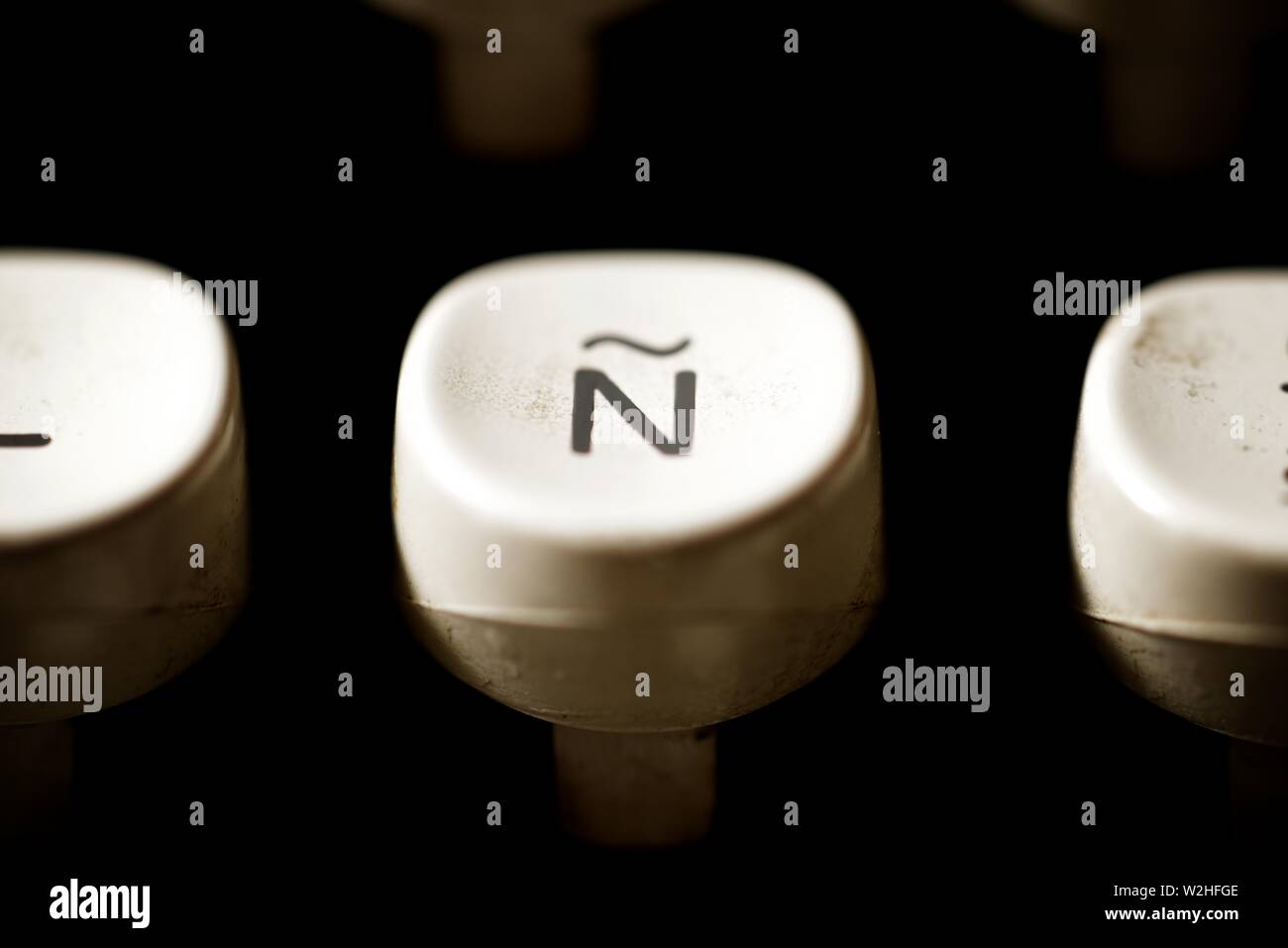 Spanish letter of the keyboard of an old typewriter Stock Photo Alamy