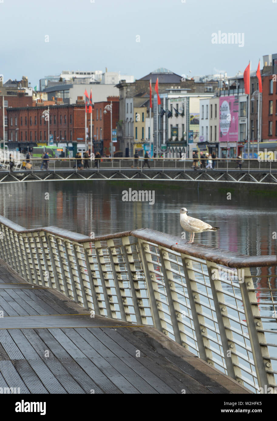 Dublin, Liffey river in a cloudly day Stock Photo