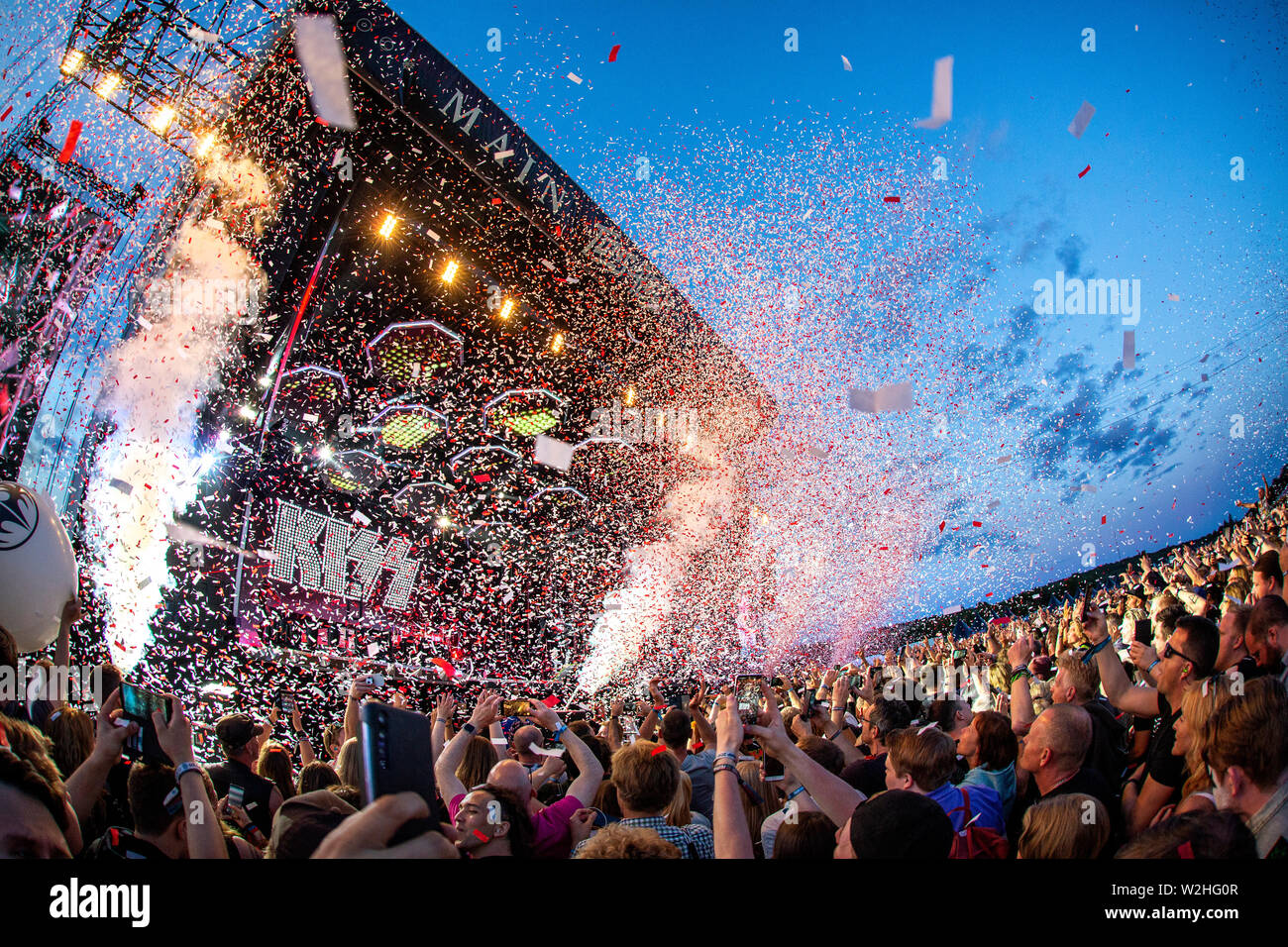 Oslo, Norway - June 27, 2019. The American rock band Kiss performs a