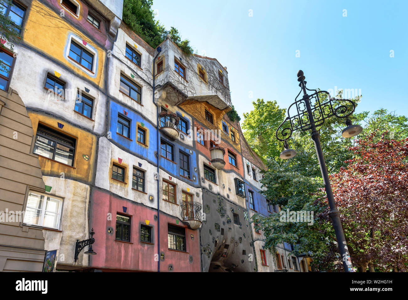 The Hundertwasserhaus during the day in Vienna, Austria Stock Photo