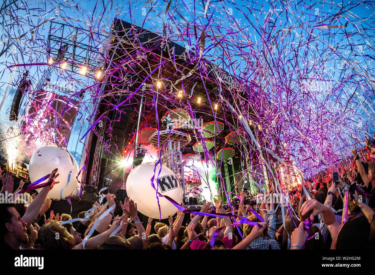 Oslo, Norway - June 27, 2019. The American rock band Kiss performs a