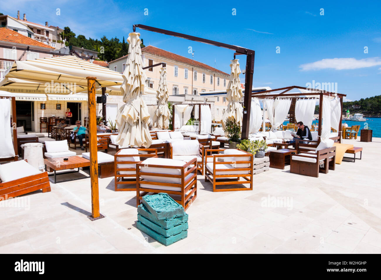 Cafe cocktail bar, Mala banda, Jelsa, Hvar, Dalmatia, Croatia Stock Photo