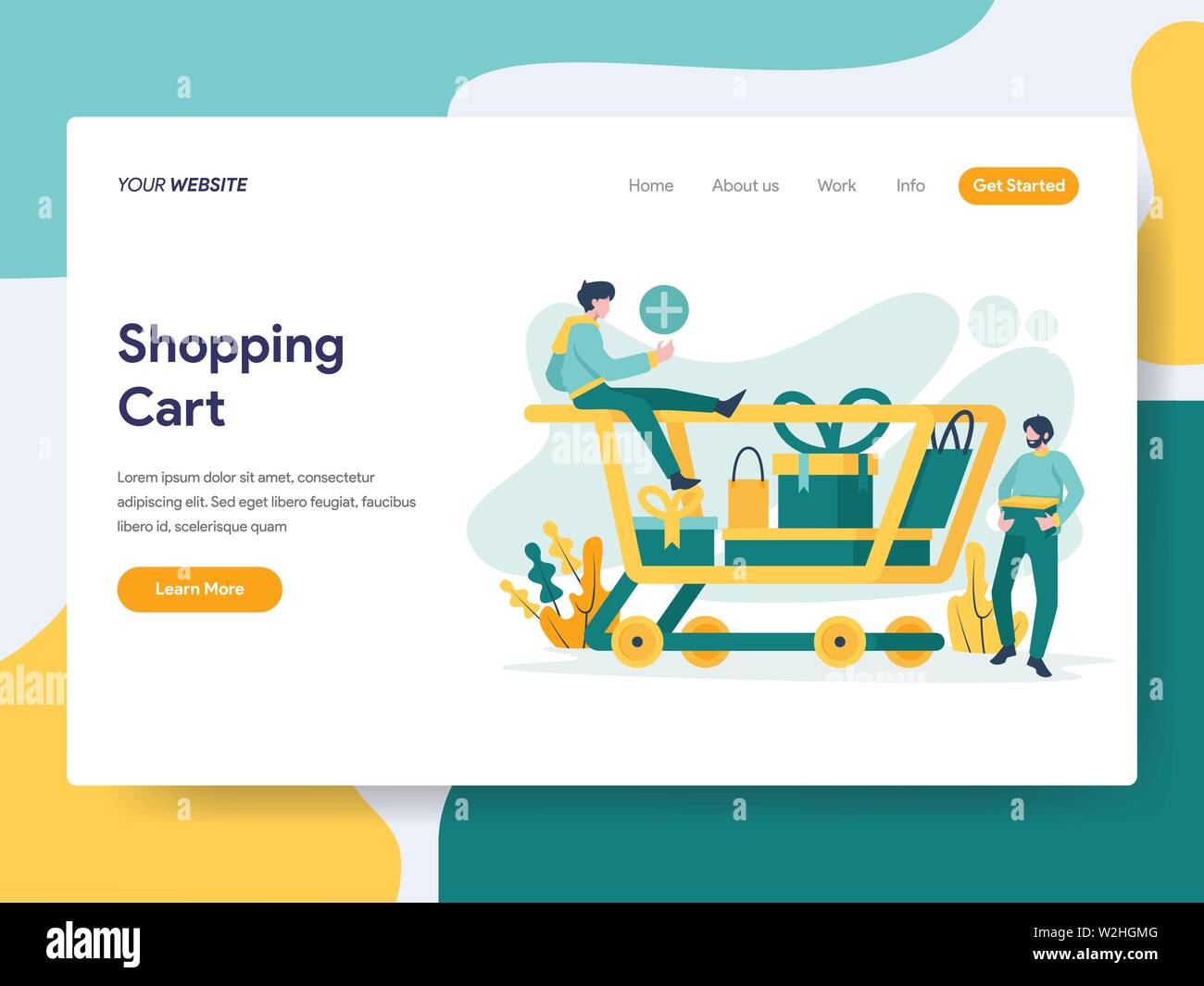 Landing page template of Shopping Cart Illustration Concept. Modern flat design concept of web