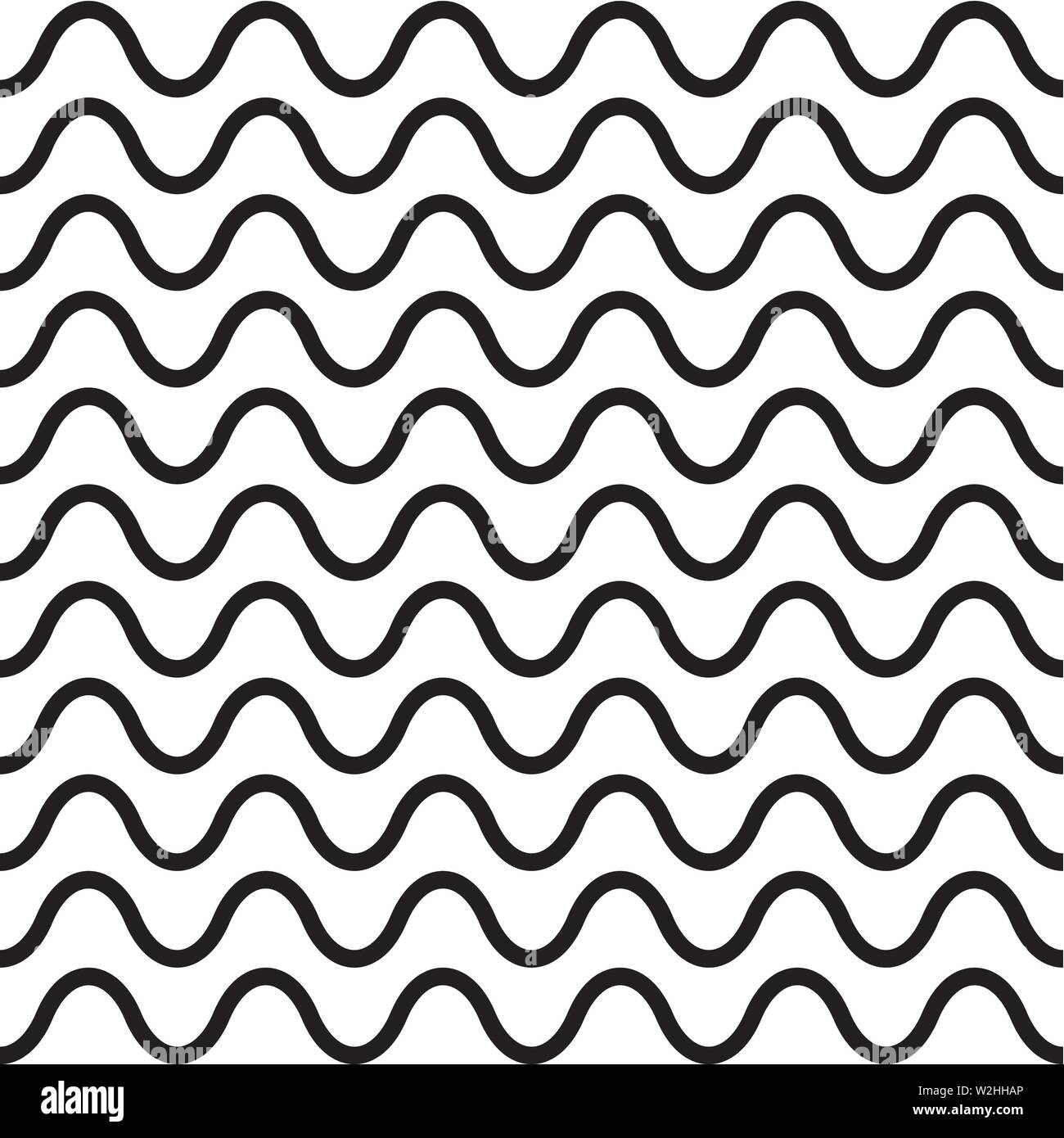 Pattern of black wavy line seamless with white background - Vector ...