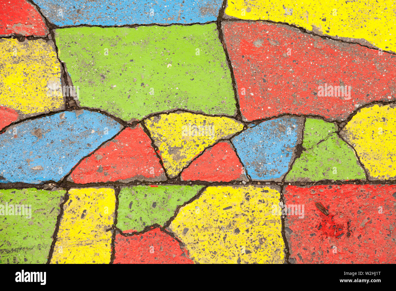 Budapest, Hungary - May 27, 2019: decorated asphalt in different colors Stock Photo