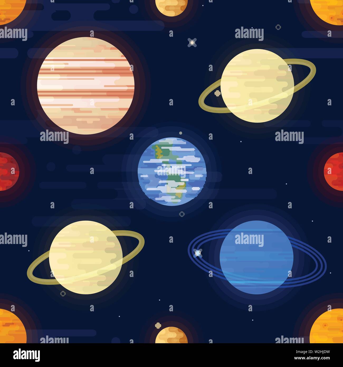 Space Print Seamless Vector Pattern Different Colored