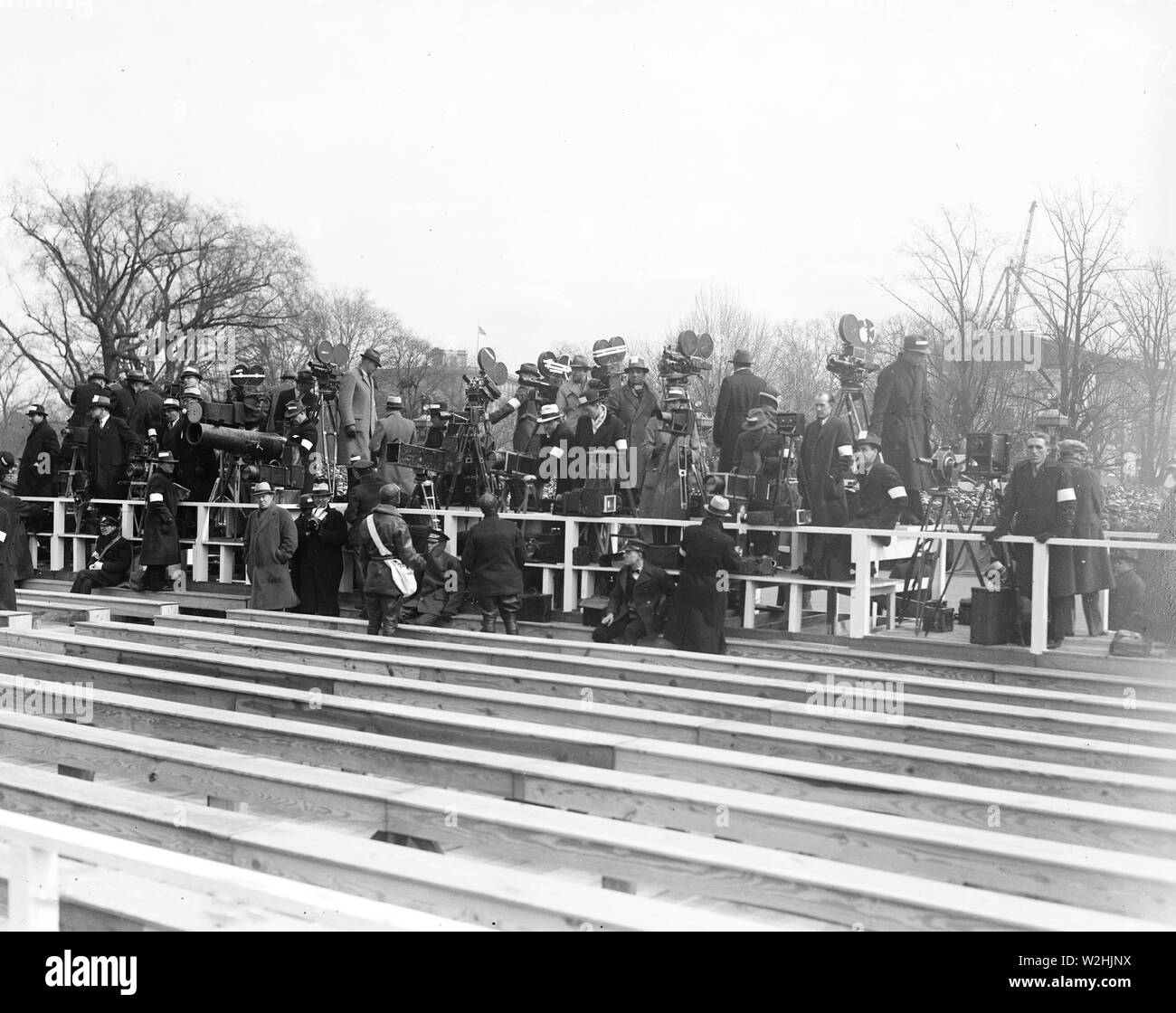 Photographers ready to film and take photos of Franklin Roosevelt First Inaguration:   March 4, 1933 Stock Photo