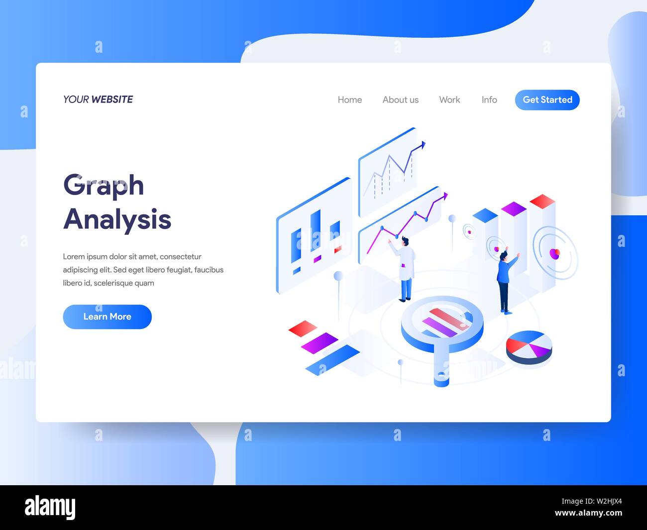 Landing page template of Graph Analysis Isometric Illustration Concept ...