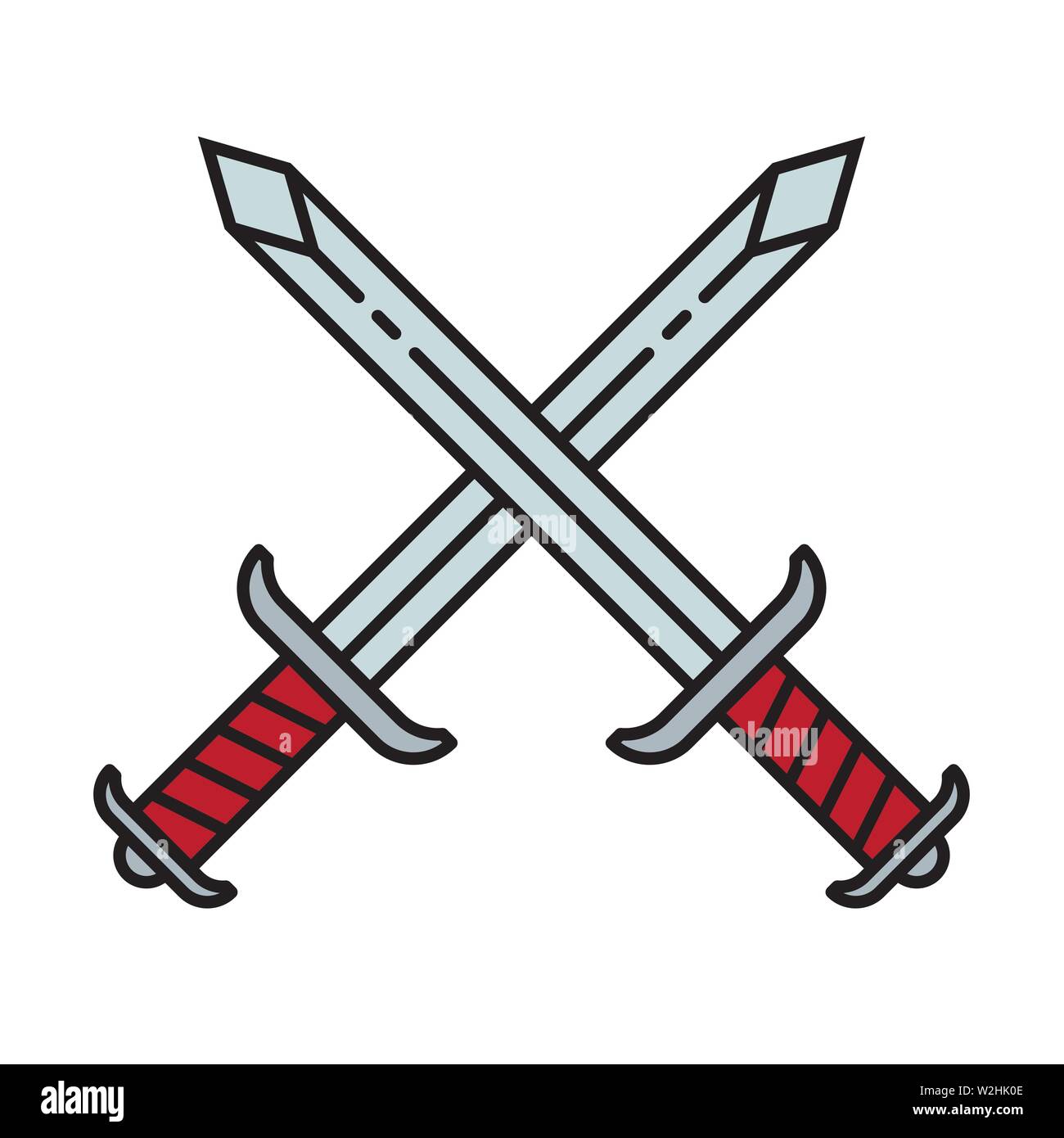 Katana japanese crossed sword traditional weapon and japanese crossed  metallic swords knife. Japanese crossed swords icon cartoon vector  illustration on white background.