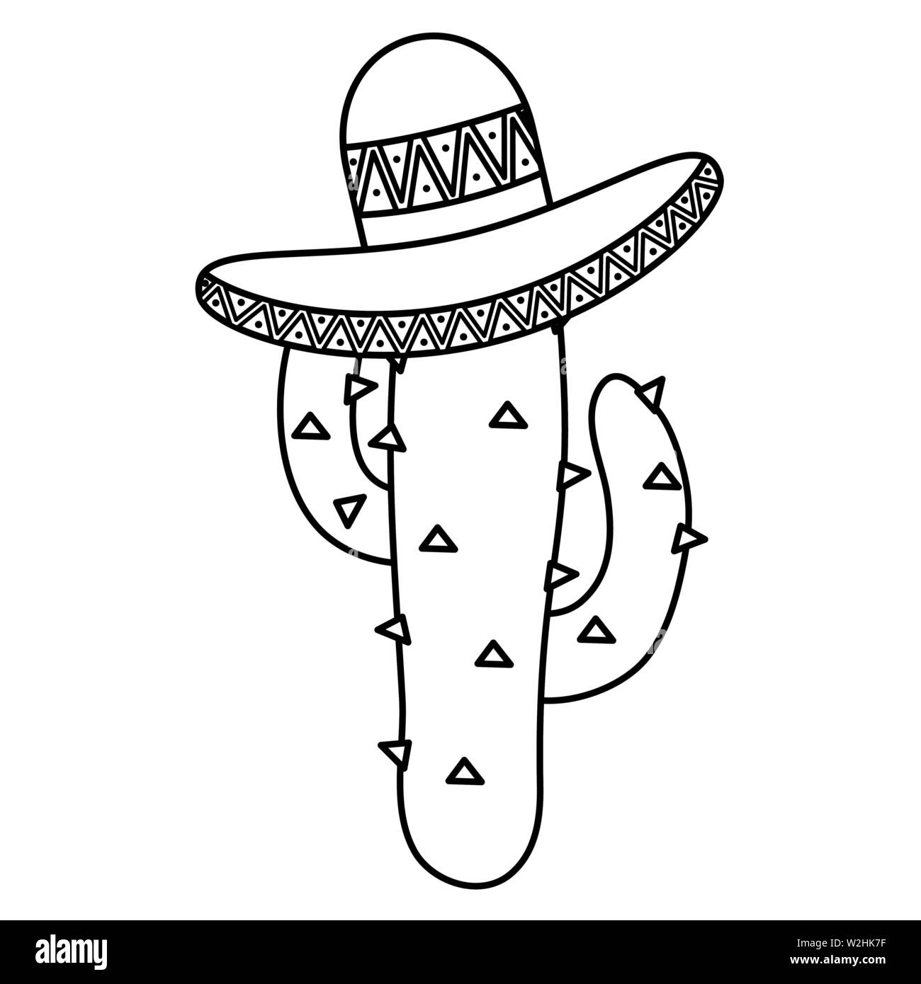 cactus plant with mexican hat vector illustration design Stock Vector ...