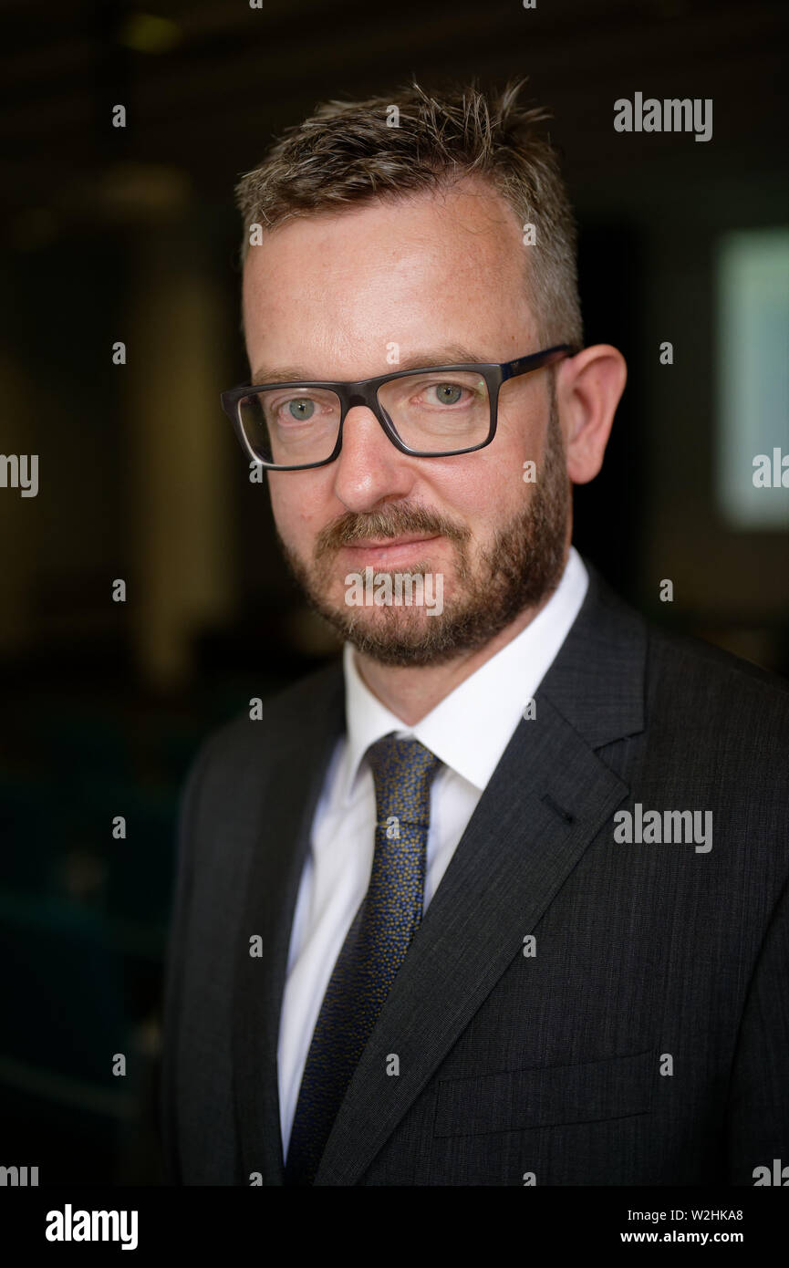 Cologne, Germany. 09th July, 2019. After a press conference on the annual report of the Financial Intelligence Unit (FIU), the head of the FIU, Christof Schulte, looks at the fact that the FIU is the federal anti-money laundering unit. Credit: Henning Kaiser/dpa/Alamy Live News Stock Photo