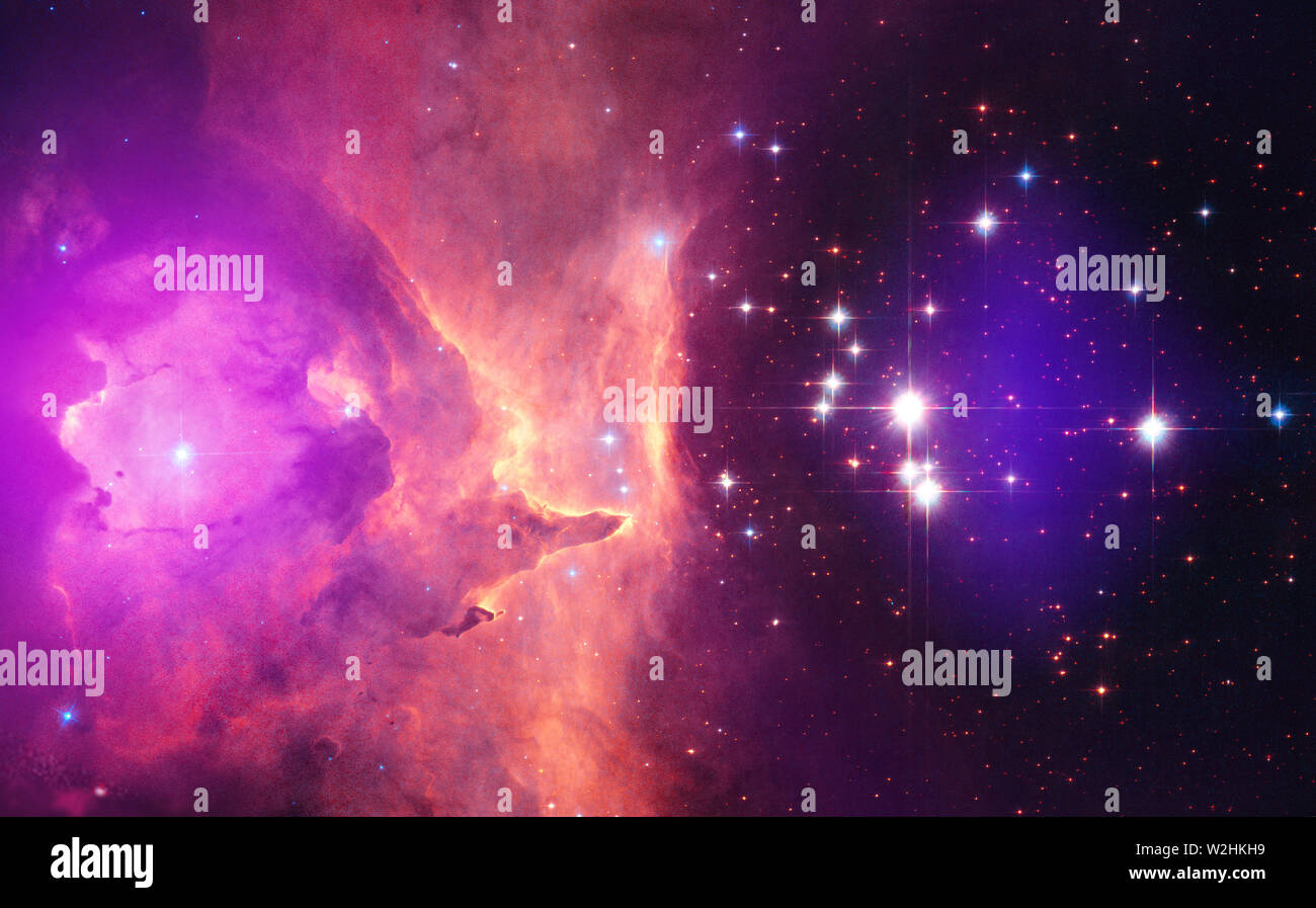 Space nebula. Cosmic cluster of stars. Outer space background Stock Photo