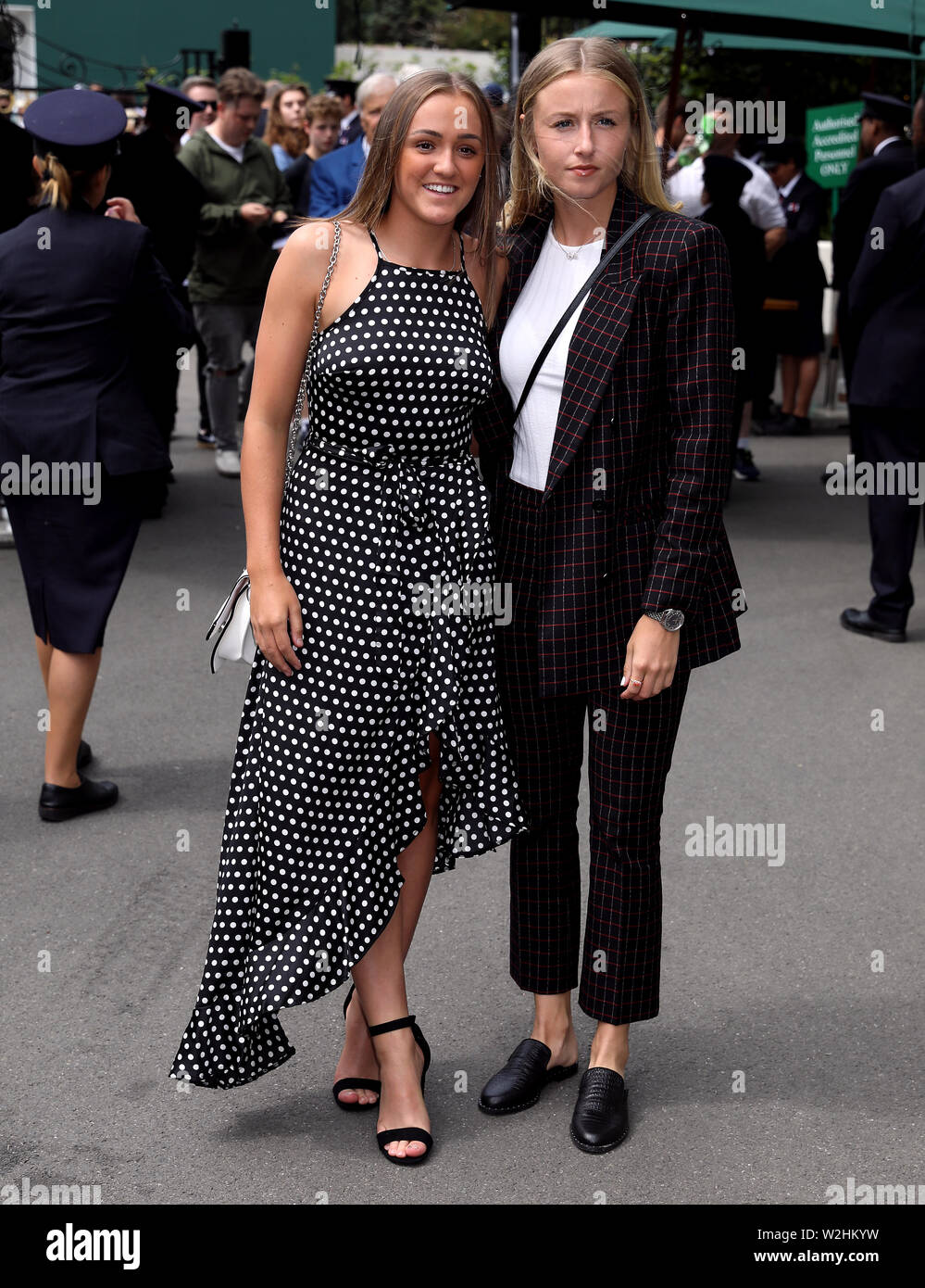 Georgia Stanway and Leah Williamson (right) arrive on day eight of the  Wimbledon Championships at the All England Lawn Tennis and Croquet Club,  Wimbledon Stock Photo - Alamy