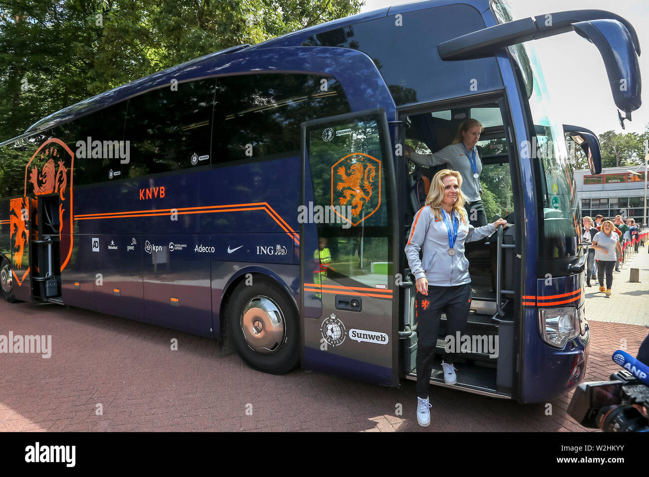 Zeist, Netherlands. 09th July, 2019. ZEIST, 09-07-2019, KNVB Campus, World championship 2019, Dutch women team back home again, Trainer/coach van Netherlands Sarina WIEGMAN Credit: Pro Shots/Alamy Live News Stock Photo