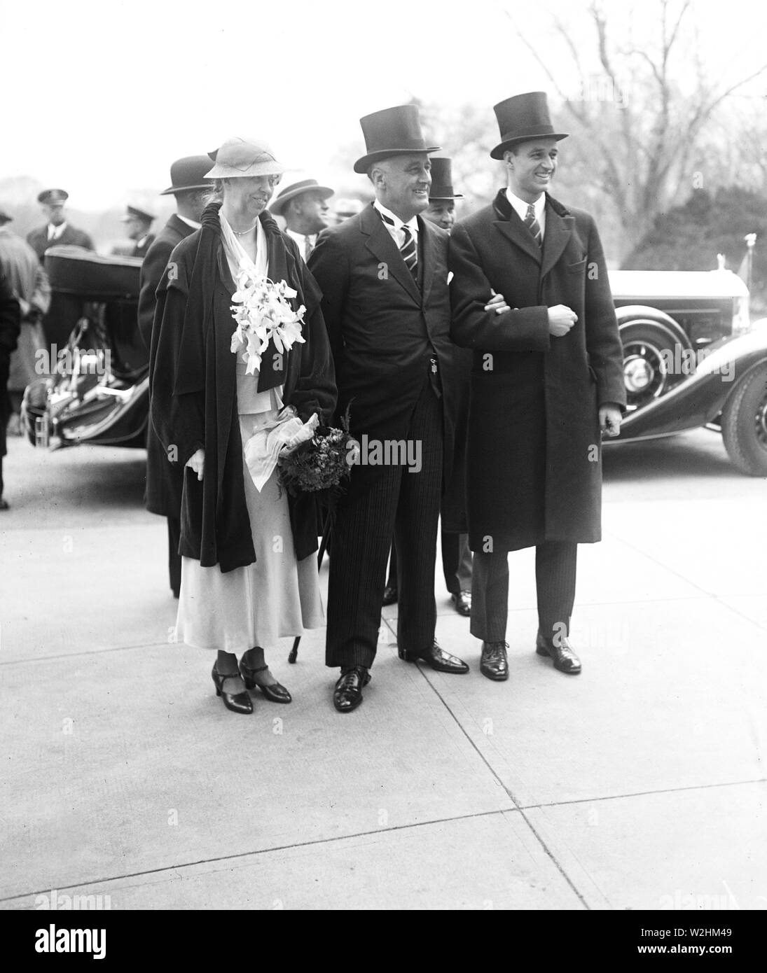 Franklin D. Roosevelt - Franklin D. Roosevelt inauguration. Eleanor Roosevelt and Franklin D. Roosevelt March 4, 1933 Stock Photo