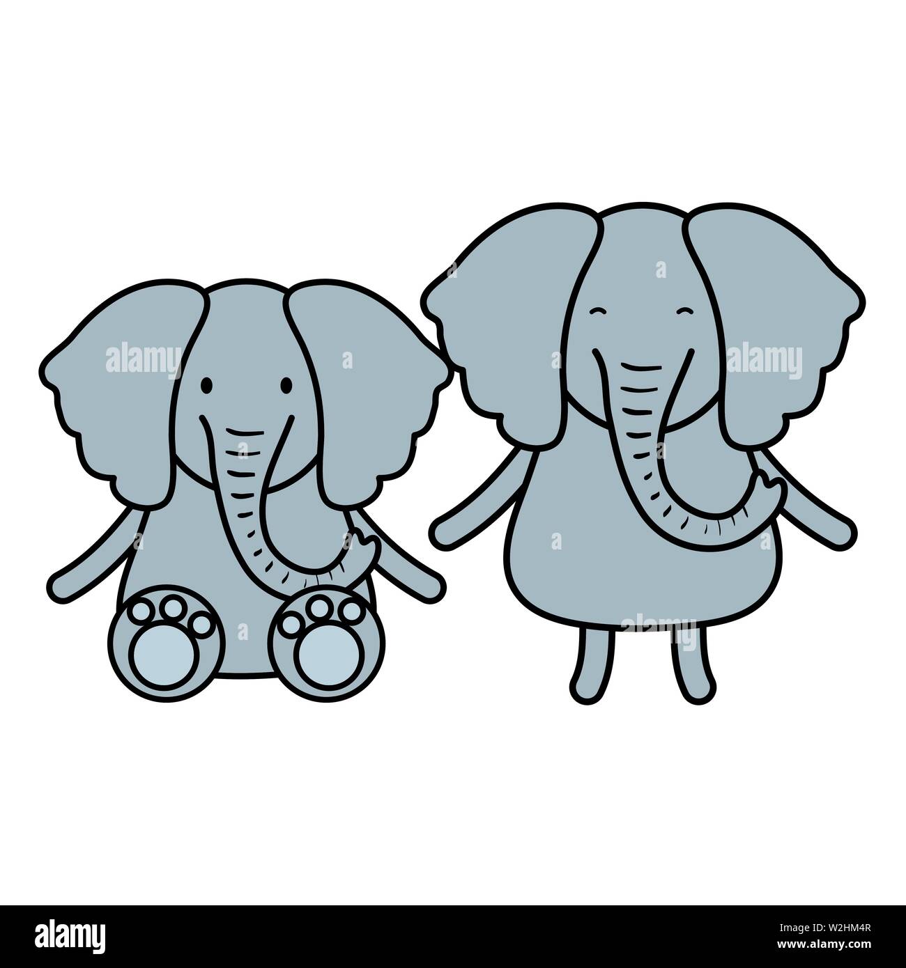 cute elephants couple childish characters vector illustration design ...