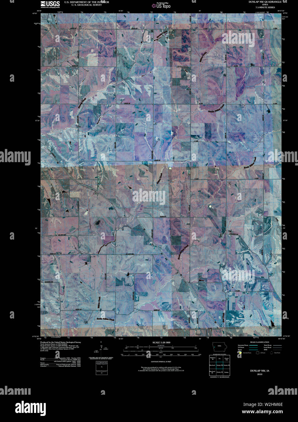 USGS TOPO Map Iowa IA Dunlap NW 20100429 TM Inverted Restoration Stock