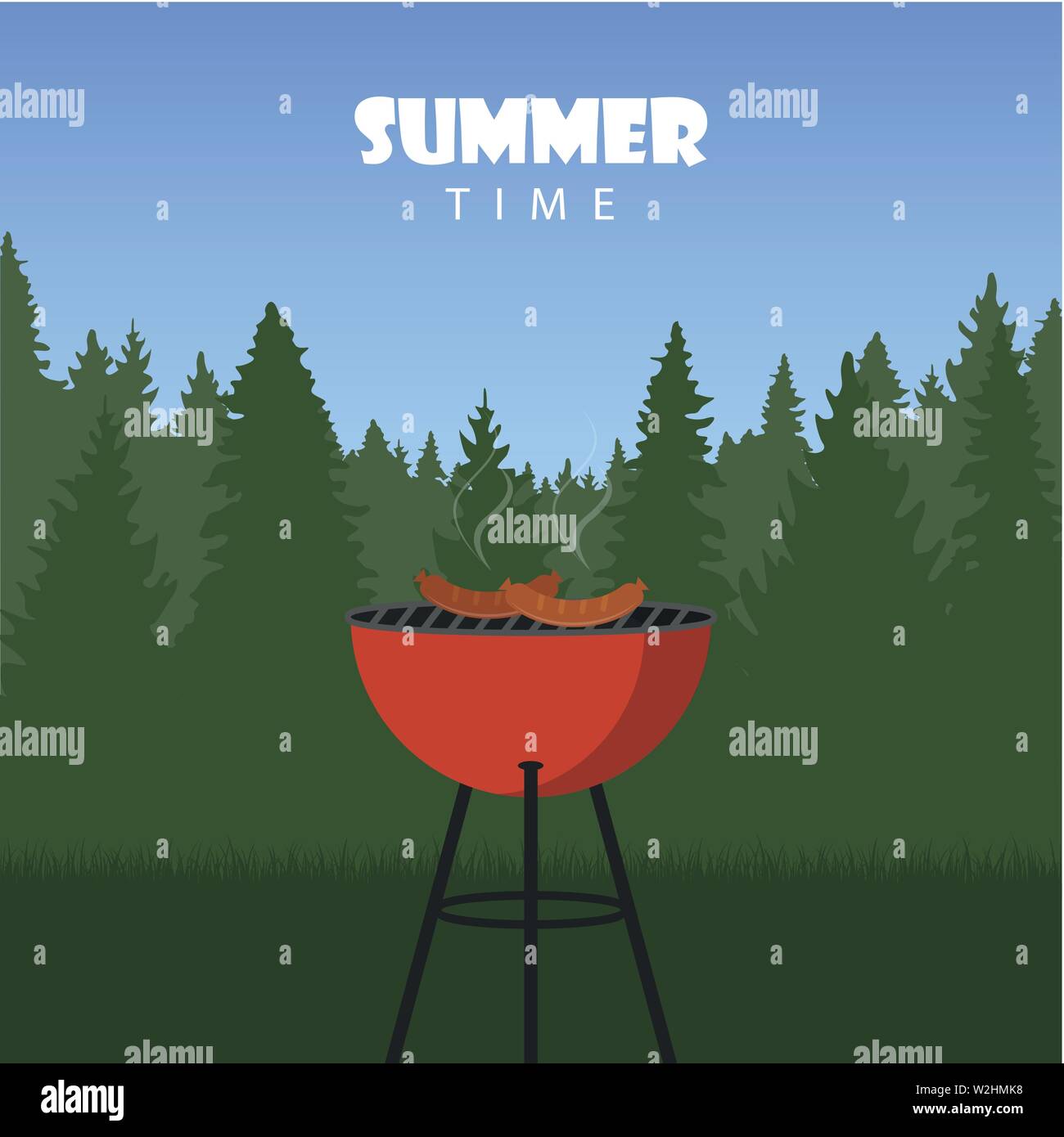 summer time barbeque in the nature vector illustration EPS10 Stock Vector
