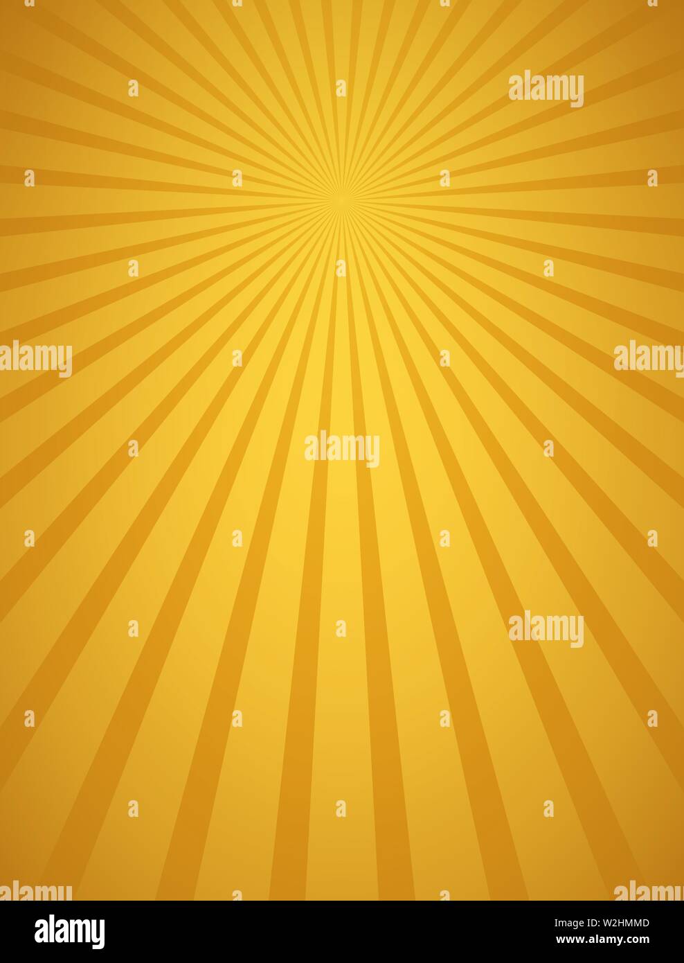 Golden sun with many rays vector illustration abstract retro background Stock Vector