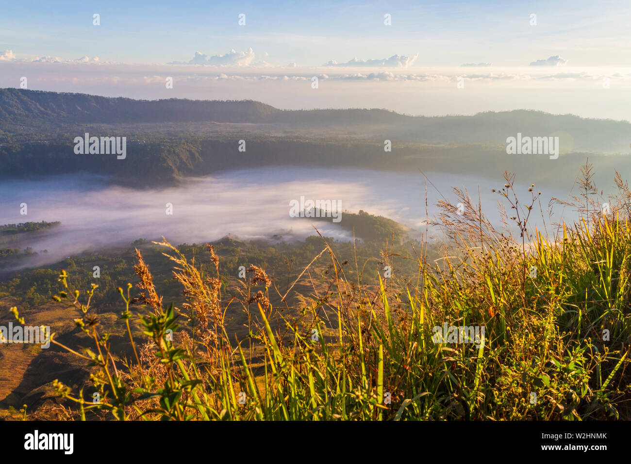 Sunrise on Batur volcano - Bali Stock Photo - Alamy