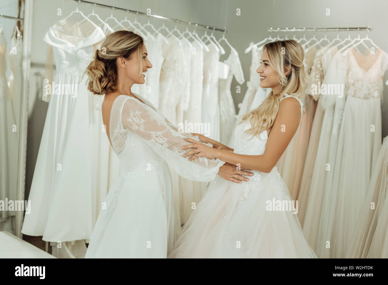 Trying On Wedding Dresses Stock Photos Trying On Wedding Dresses