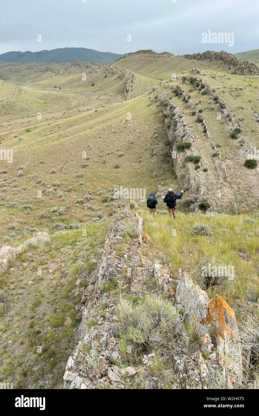 Rightlateral strikeslip fault, as shown by offset of vertically dipping Cretaceous limestone