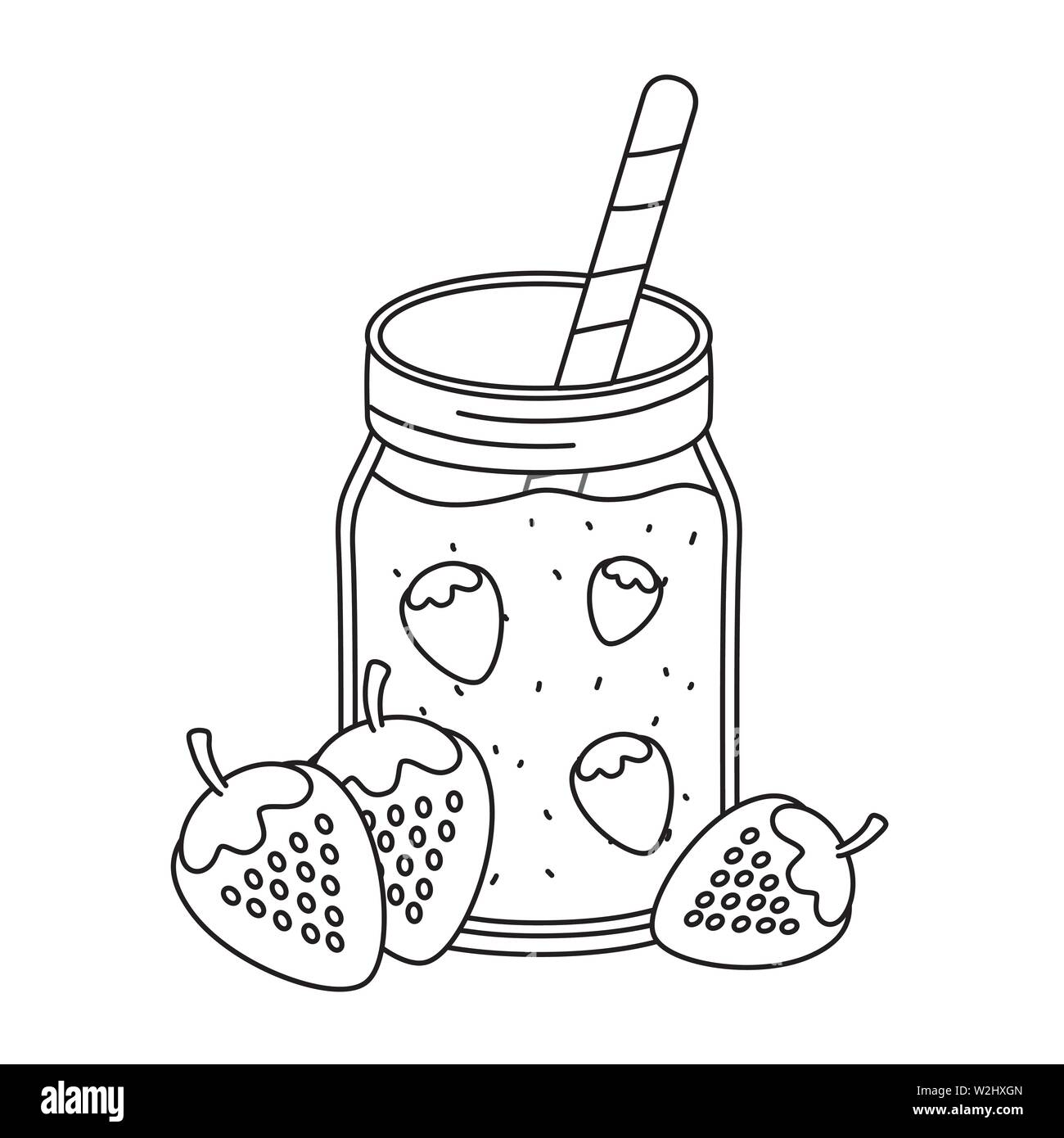 delicious tasty refresh red fruits juice mason jar cartoon vector