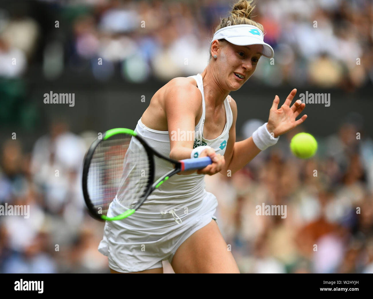 Alison Riske in action against Serena Williams on day eight of the ...