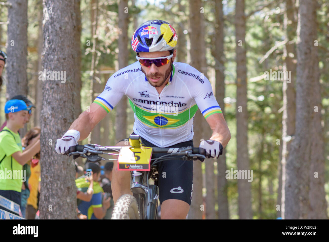 VALLNORD, ANDORRA - JULY 7 2019: CYCLISTS in the MERCEDES-BENZ UCI MTB  WORLD CUP 2019 - XCO Vallnord, Andorra on July 2019 Stock Photo - Alamy