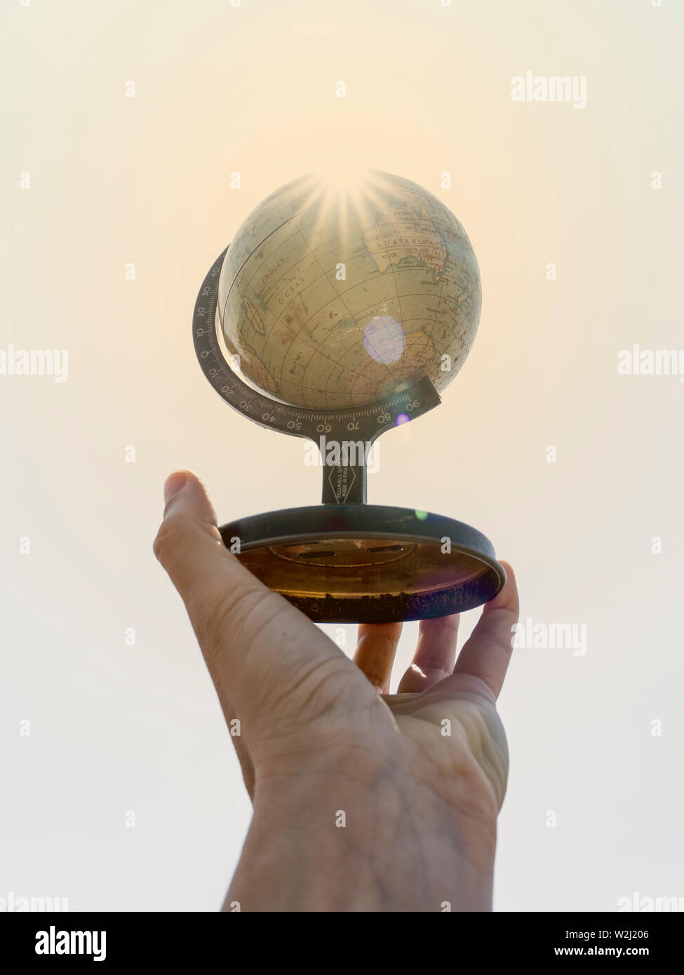 The world is my oyster. A vintage globe. Stock Photo