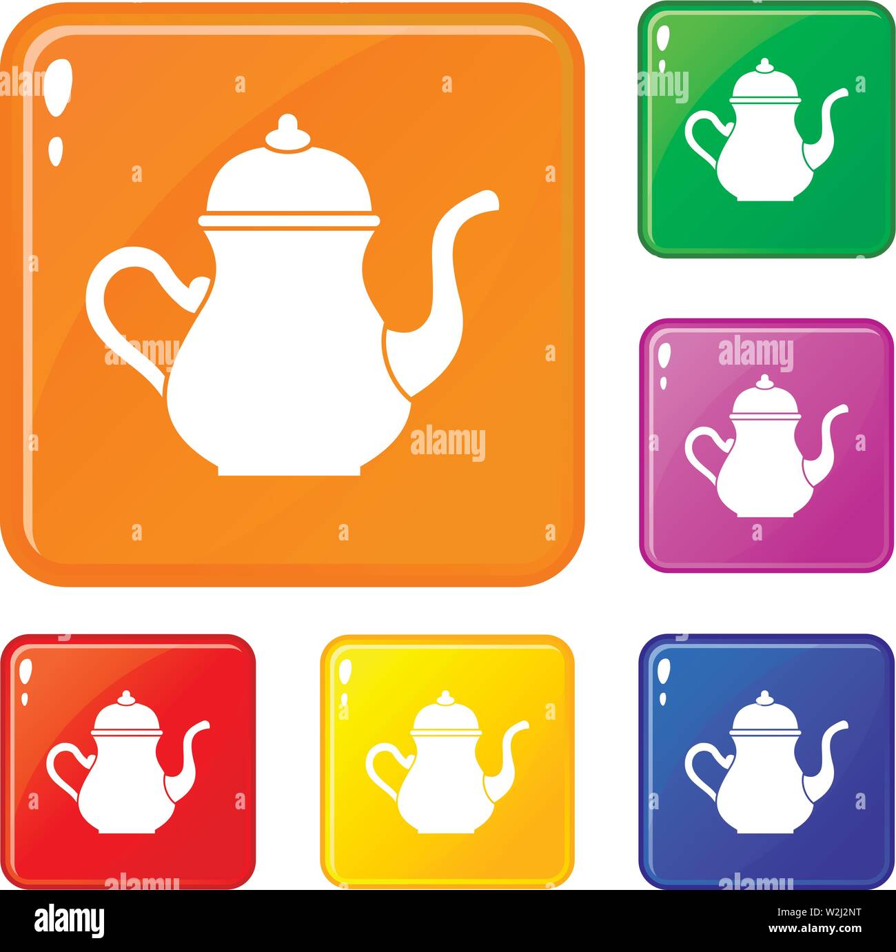 Traditional Turkish teapot icons set vector color Stock Vector Image ...