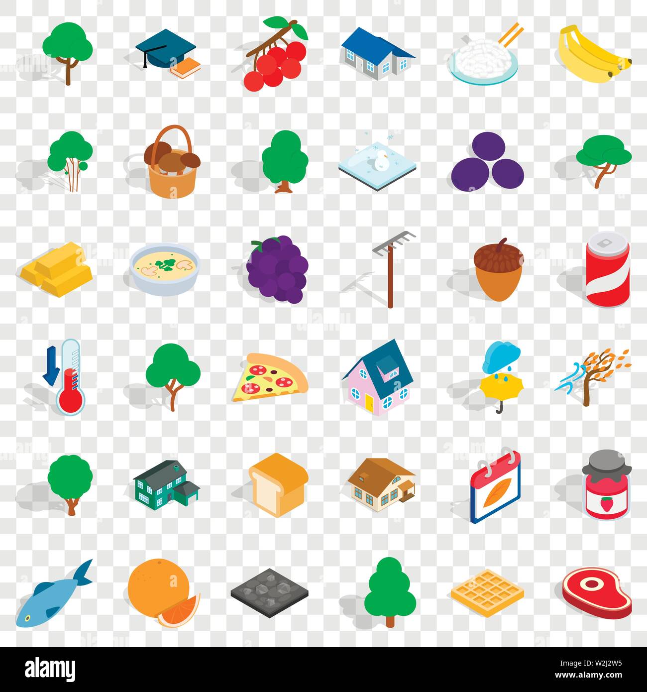Garden icons set, isometric style Stock Vector