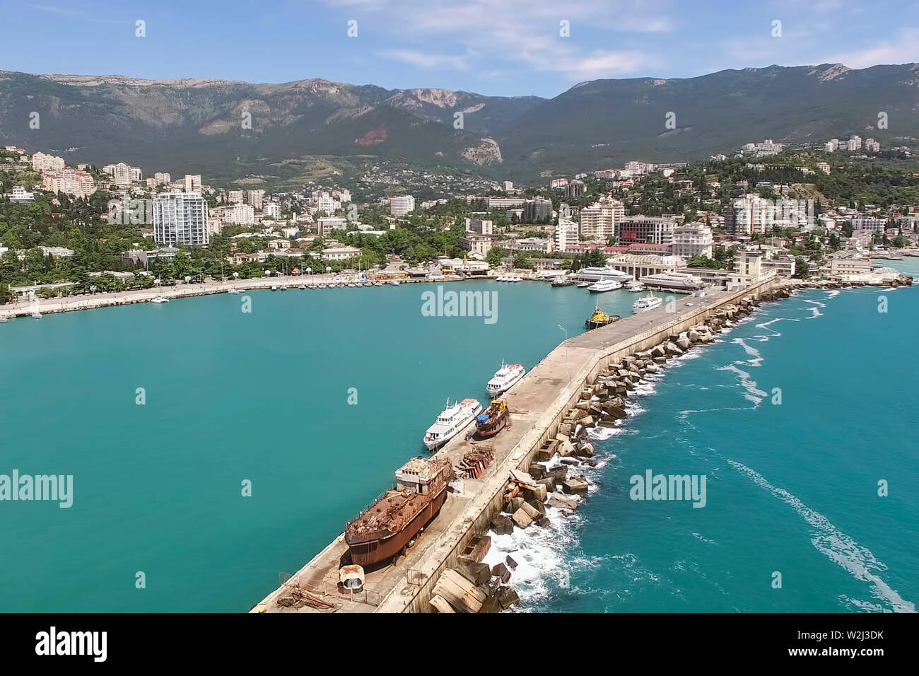 Yalta, Crimea - June 8, 2018: Aerial view of the urban landscape. Stock Photo