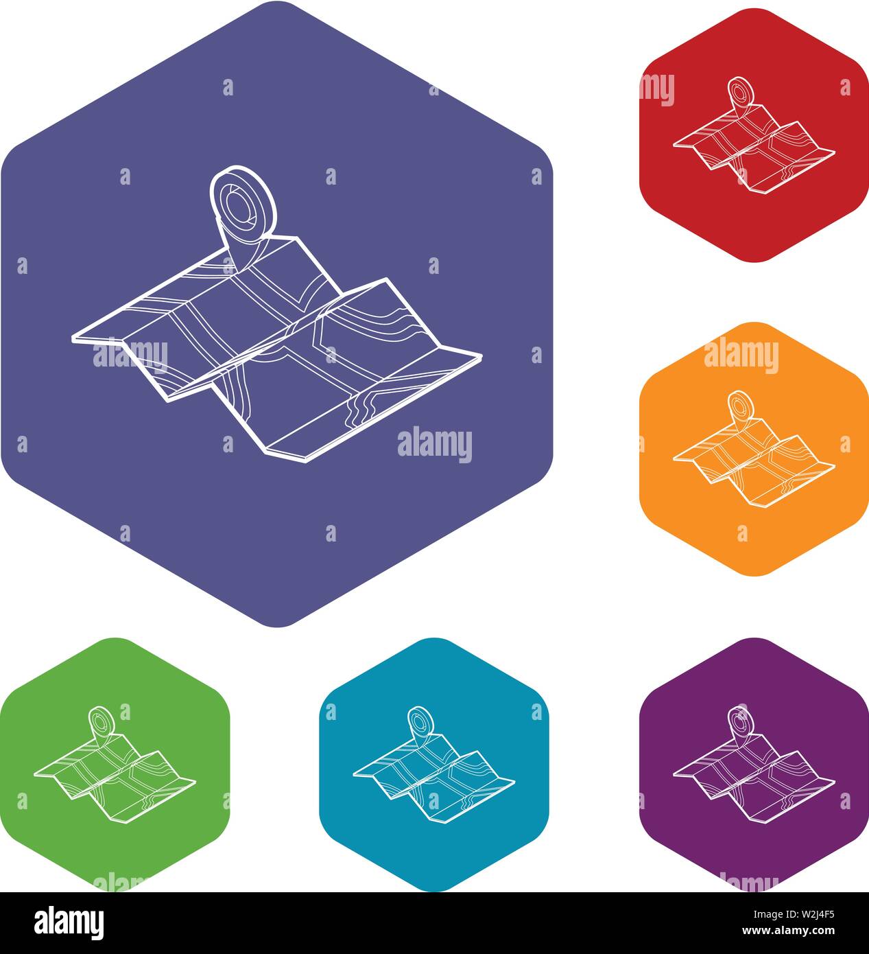 Map icons vector hexahedron Stock Vector