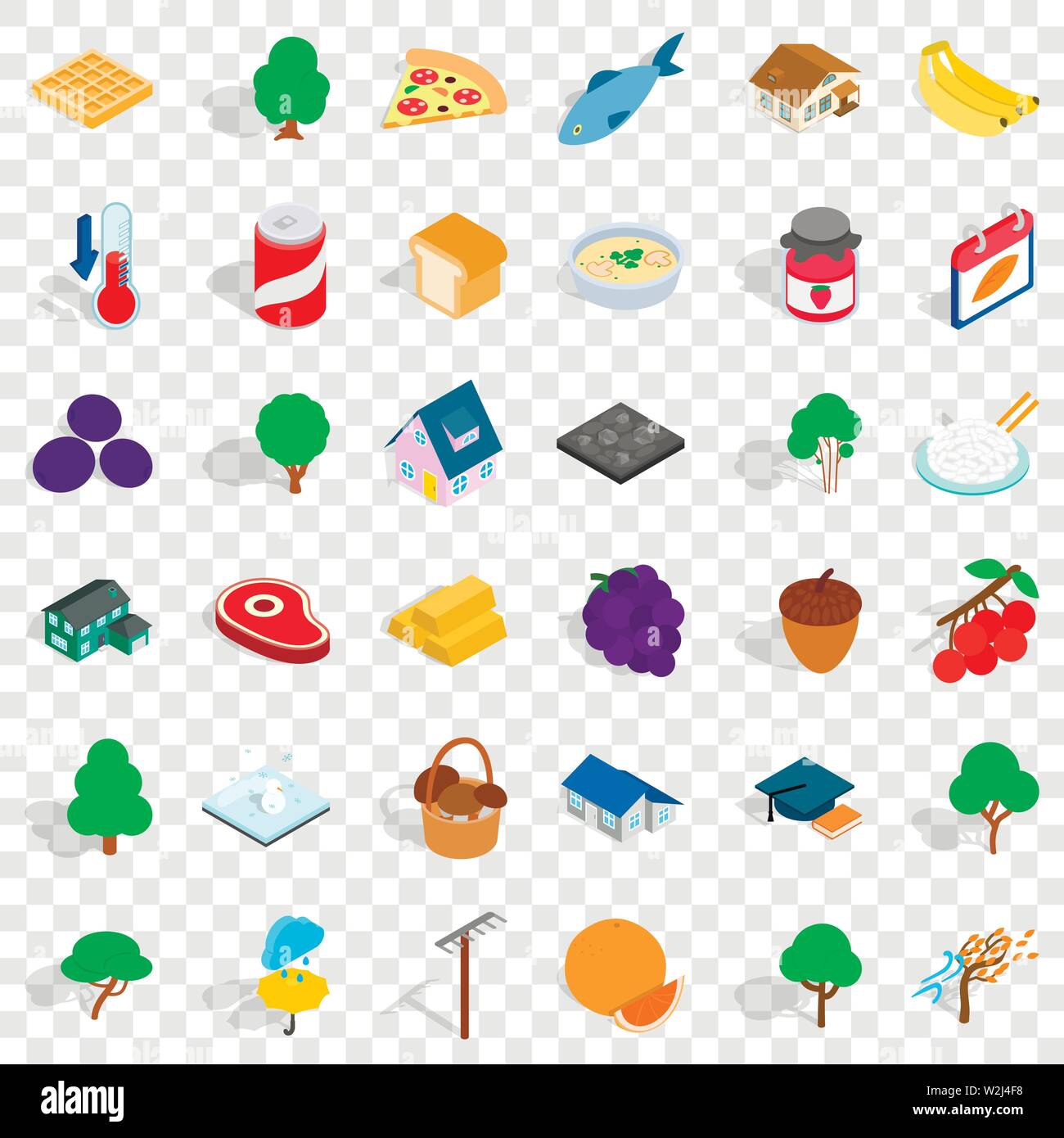 Basket icons set, isometric style Stock Vector