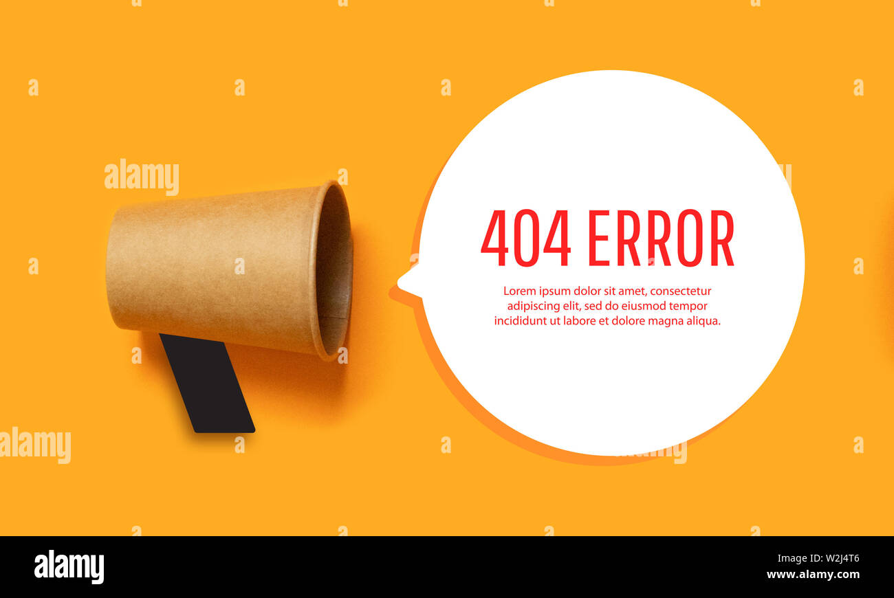 404 error page template mouthpiece with slogan for website Stock Photo