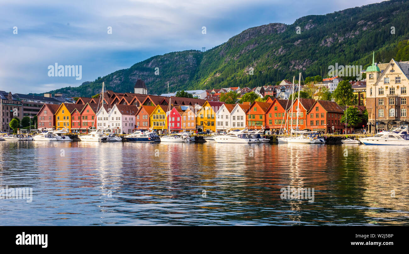 Bergen Norway July 05 2018 View Of Historical Buildings In Bryggen Hanseatic Wharf Unesco 