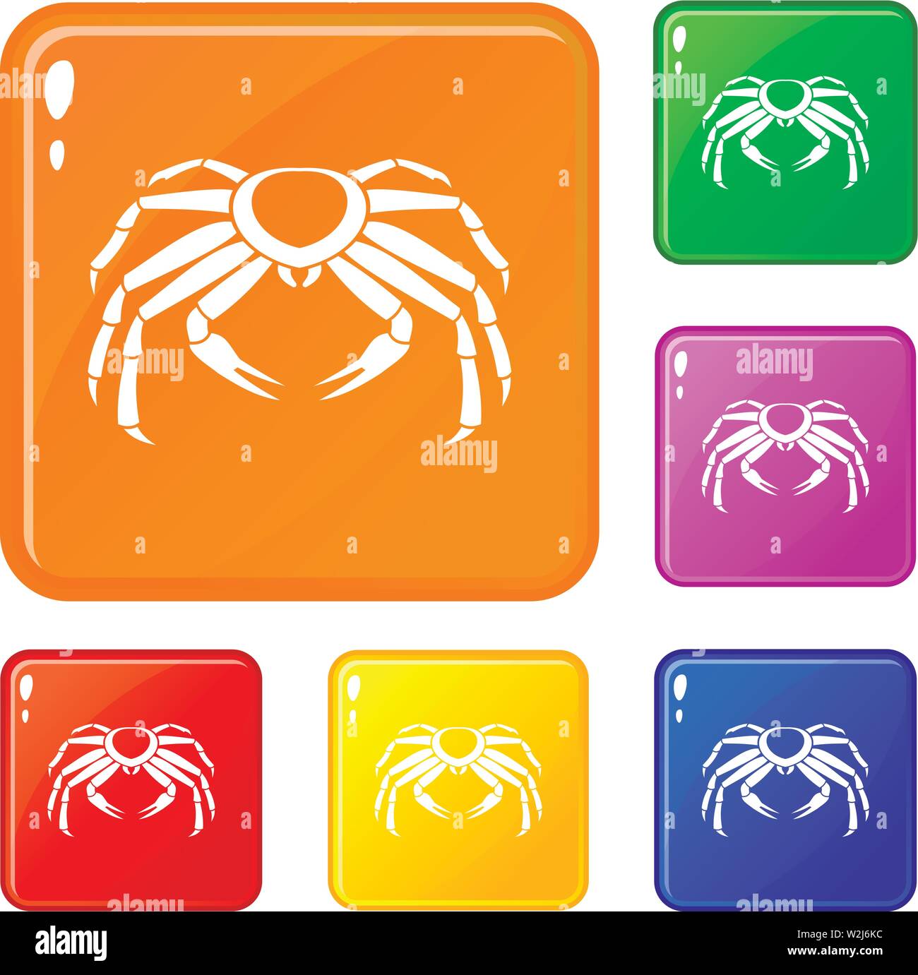 Snow crab icons set vector color Stock Vector