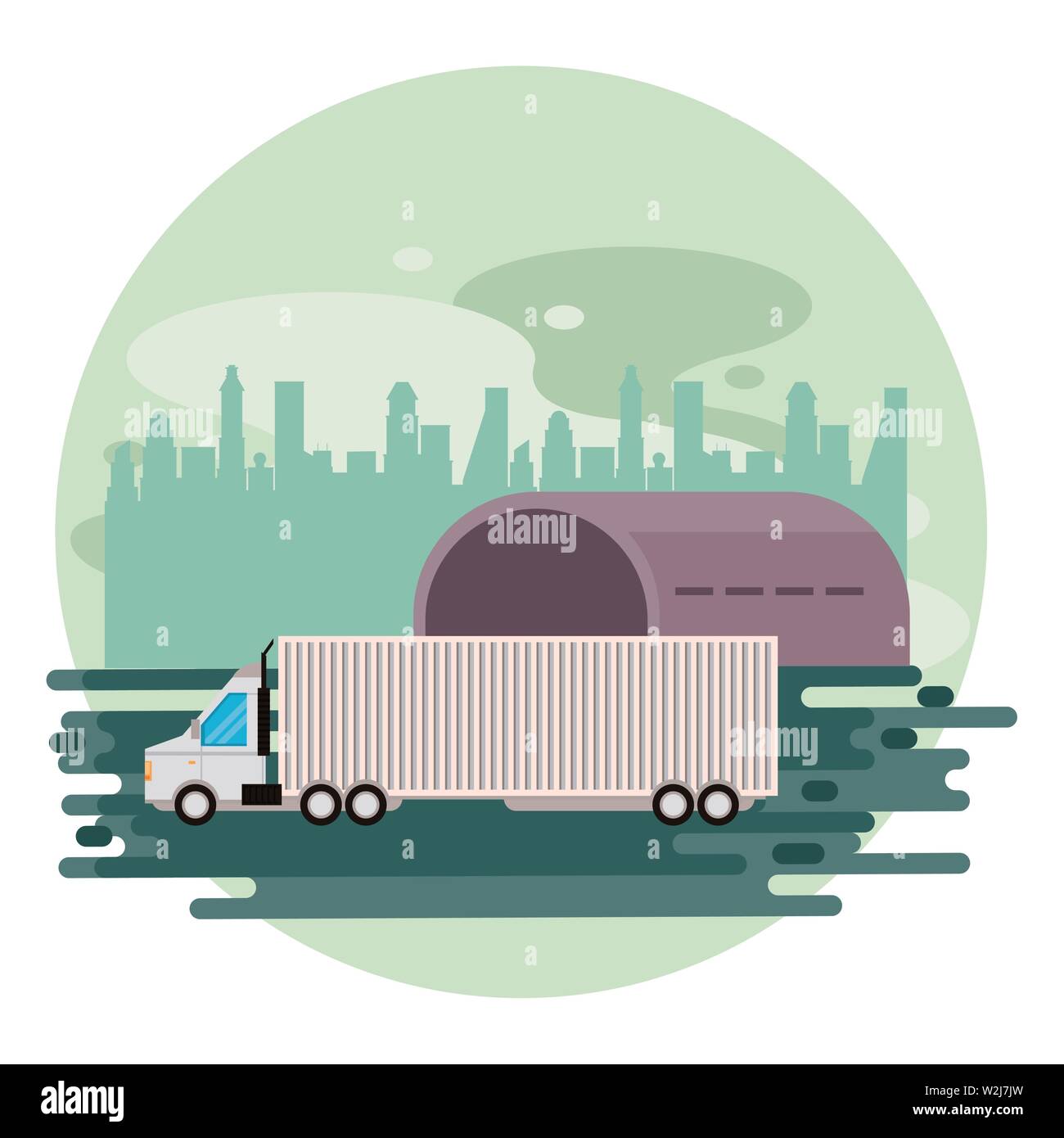 truck logistic merchandise delivery cartoon Stock Vector