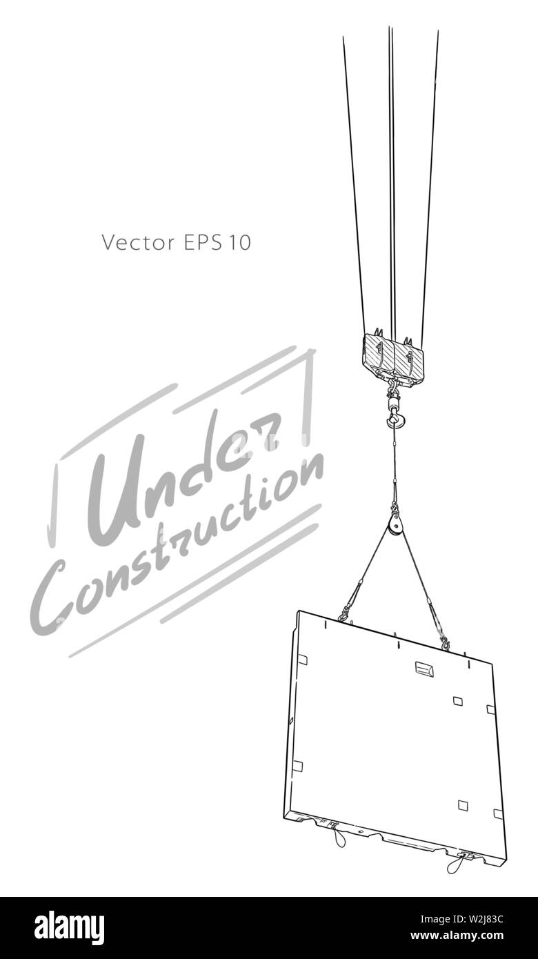 Sketch. Construction crane hook. Vector hand draw Stock Vector