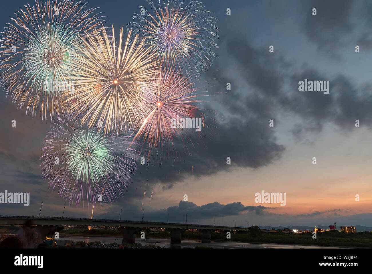 A display of colorful fireworks are very beautiful Stock Photo
