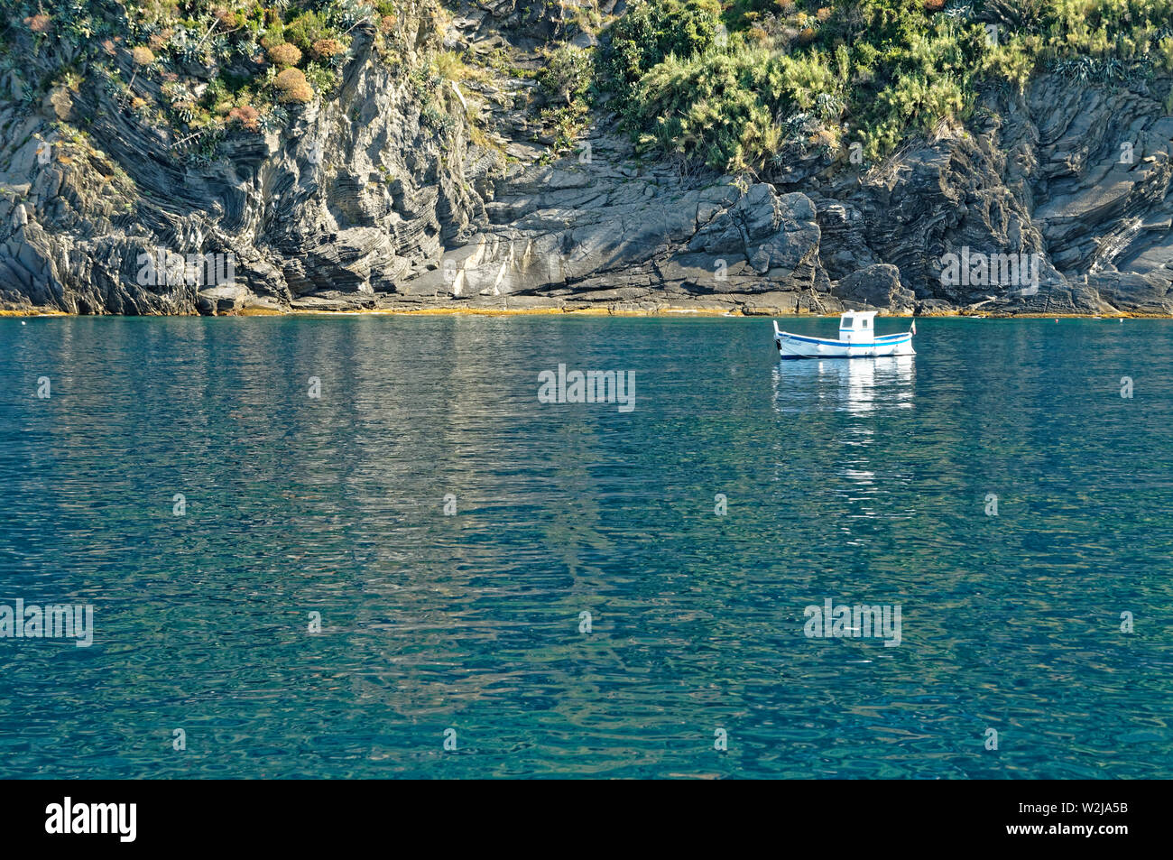 A fisher boat on Italian coast (Cinque Terre) Stock Photo
