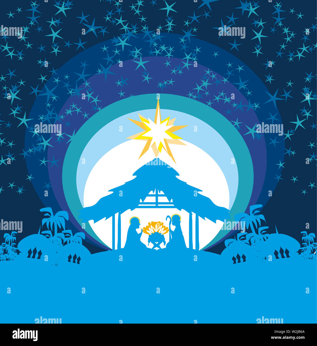 Christian Christmas nativity scene of baby Jesus in the manger Stock ...