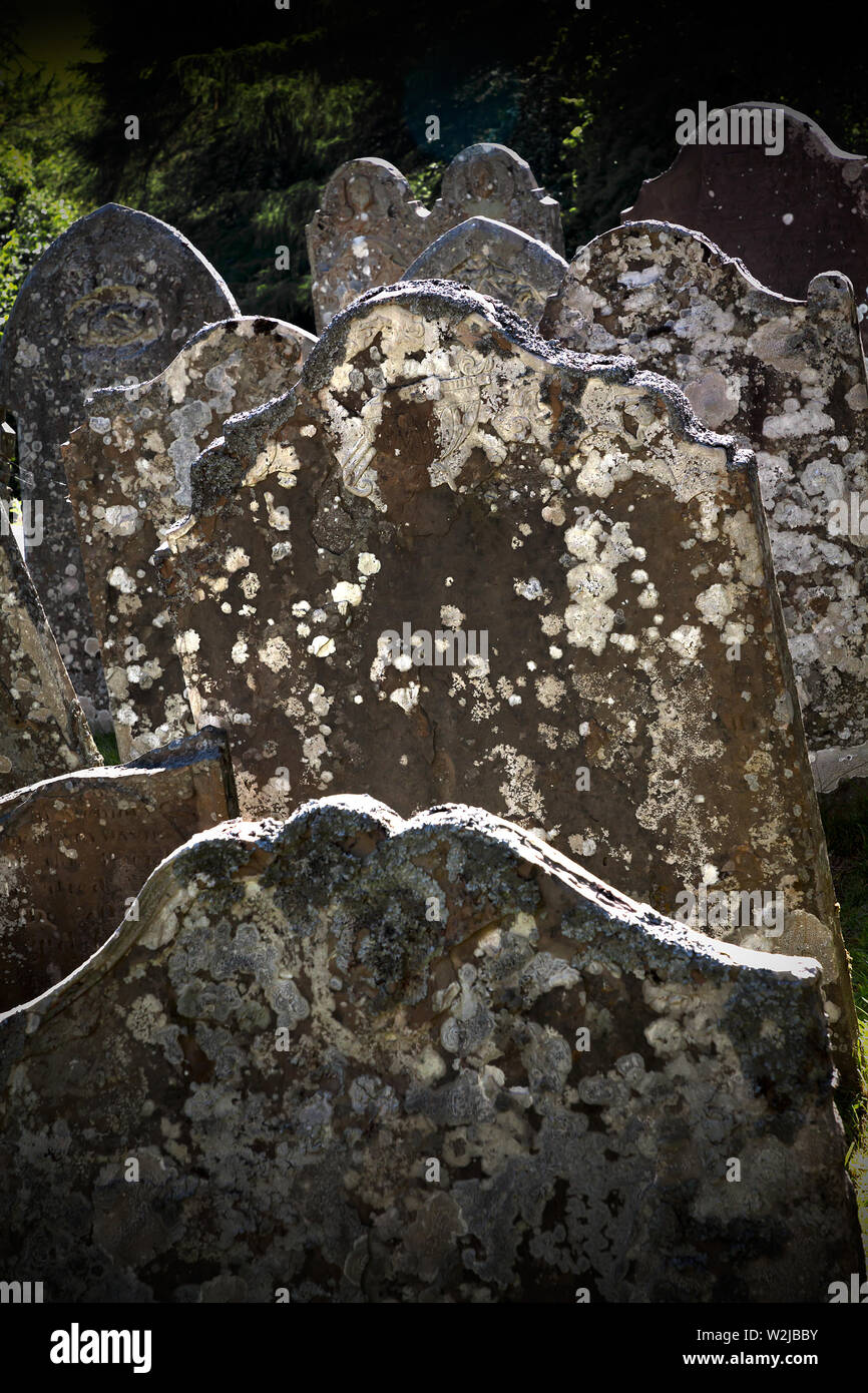 Gravestones with lichen Stock Photo