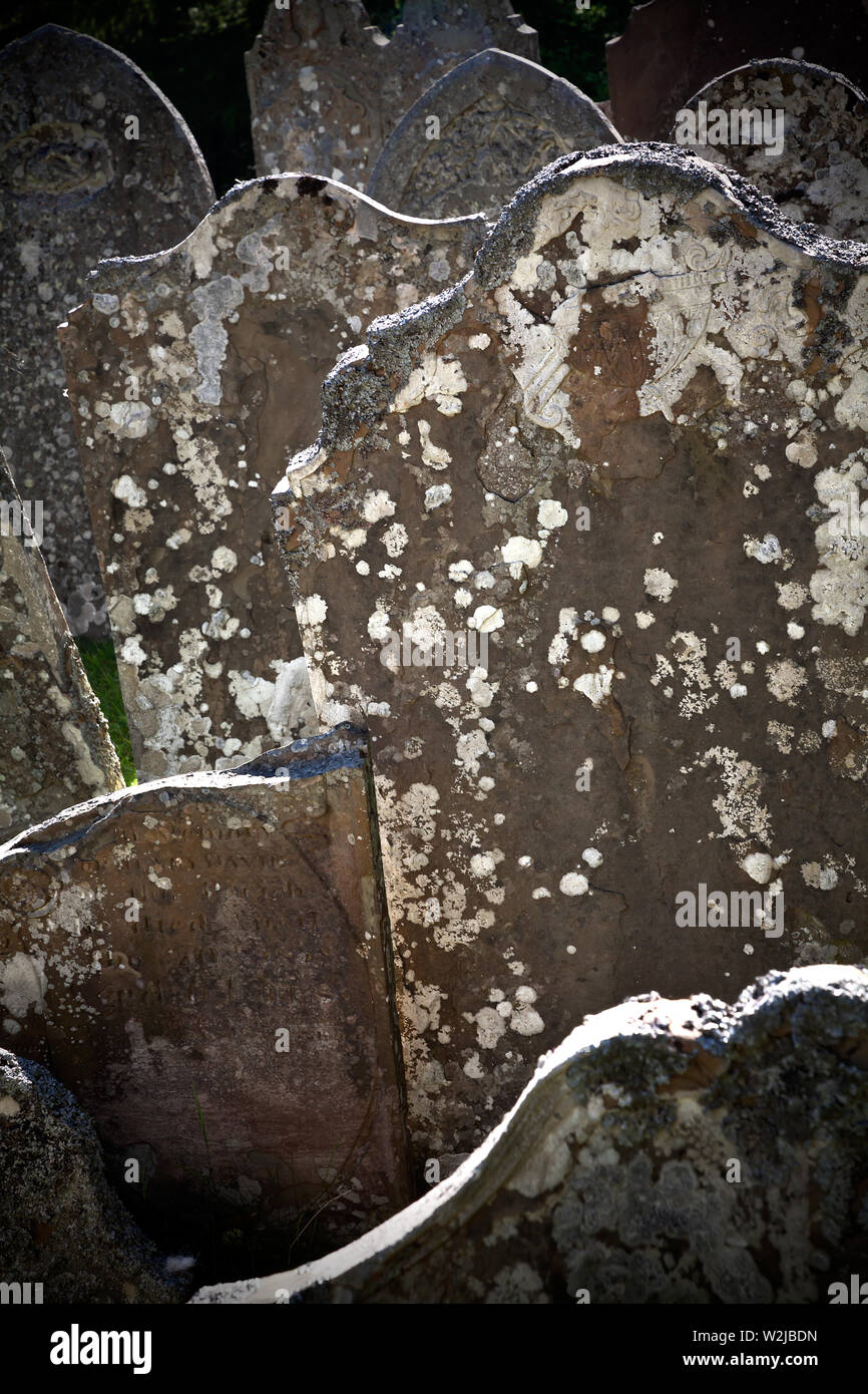 Gravestones with lichen Stock Photo