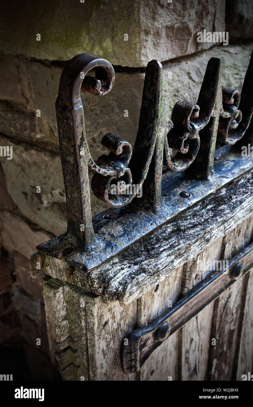 Partrishow Church lych gate detail Stock Photo