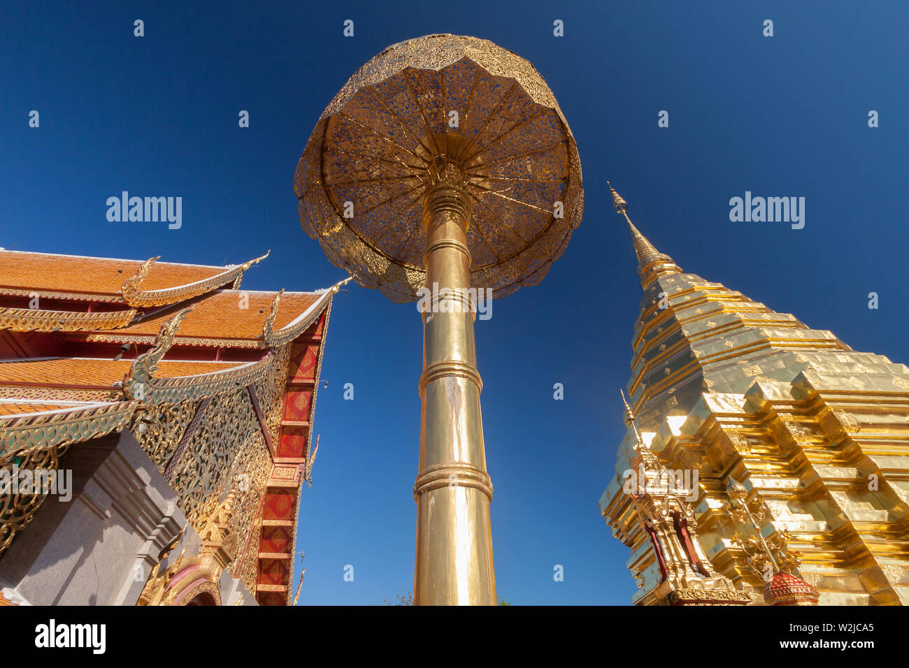 Golden pagoda wat Phra That Doi Suthep chiangmai Thailand Stock Photo