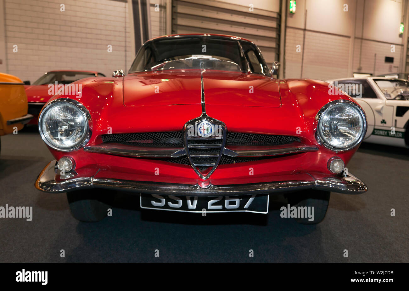 Front view of a Red, 1966,  Alfa Romeo Giulia SS,on display at the 2019 London Classic Car Show Stock Photo