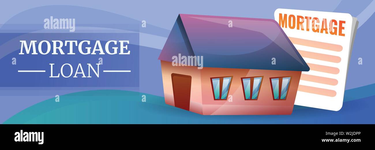 Mortgage loan concept banner. Cartoon illustration of mortgage loan vector concept banner for